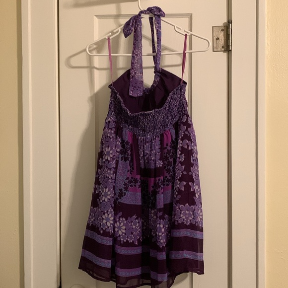 Fire Los Angeles Sundress in Purple, Pink & Maroon, Tie Neckline, Stretch Back - Picture 7 of 8